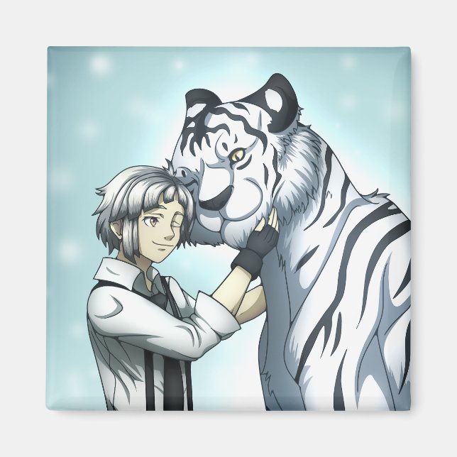 Boy med White Tiger Magnet (Framsidan)