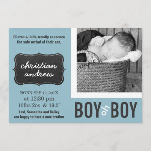Boy Modern Blue Nyfödd bebis Meddelande