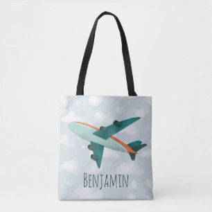 Boy Modern och Cute Blue Airplane Kids Tygkasse
