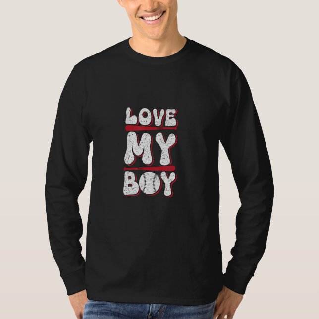 Boy Mom Baseball Love My Boy Mother Son T Shirt (Framsida)