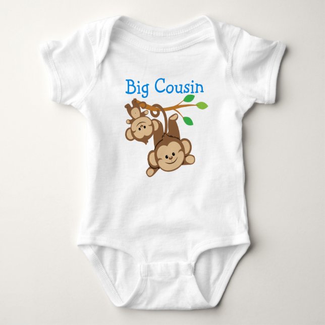 Boy Monkey Big Cousin T Shirt (Framsida)