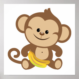 Boy Monkey med Banana Poster