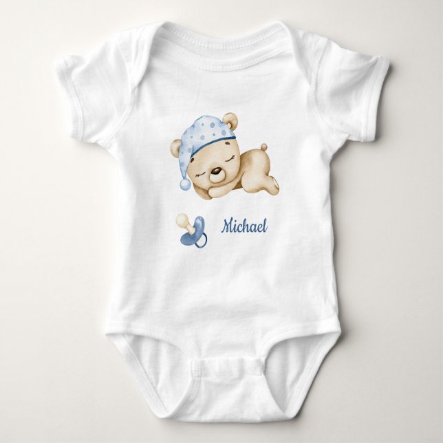 Boy Nalle Baby Bear Baby Bodykostym T Shirt (Framsida)