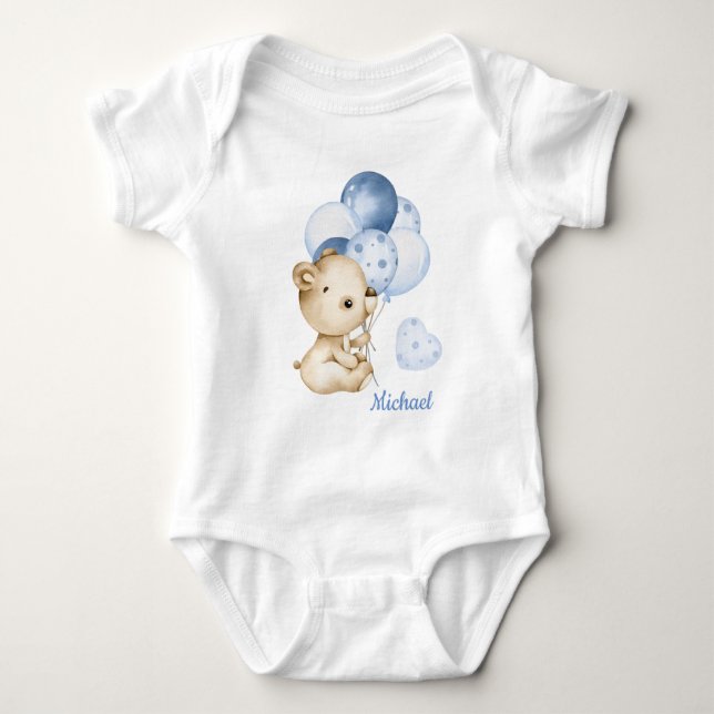Boy Nalle Baby Bear Baby Bodykostym T Shirt (Framsida)