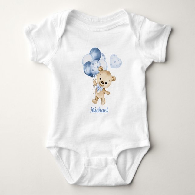Boy Nalle Baby Bear Baby Bodykostym T Shirt (Framsida)