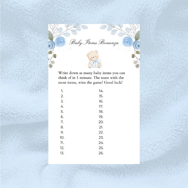 Boy Nalle Baby Items Baby Shower Game (Skapare uppladdad)