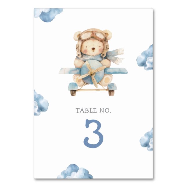 Boy Nalle Baby Shower Bordsnummer (Framsidan)
