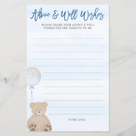 Boy Nalle Blue Balloon Baby Advice Card