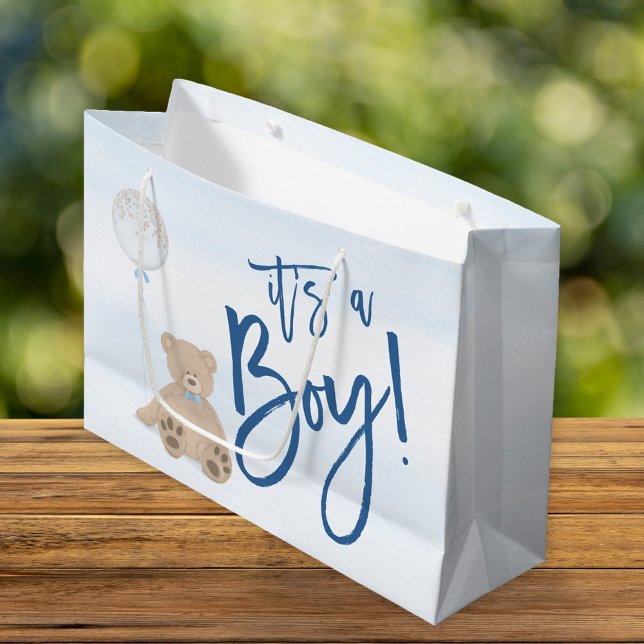 Boy Nalle Blue Balloon Baby Shower (Skapare uppladdad)