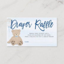 Boy Nalle Blue Balloon Diaper Raffle Biljett