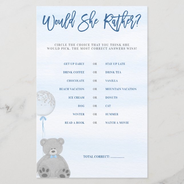 Boy Nalle Blue Grått Balloon skulle hon... (Framsida)