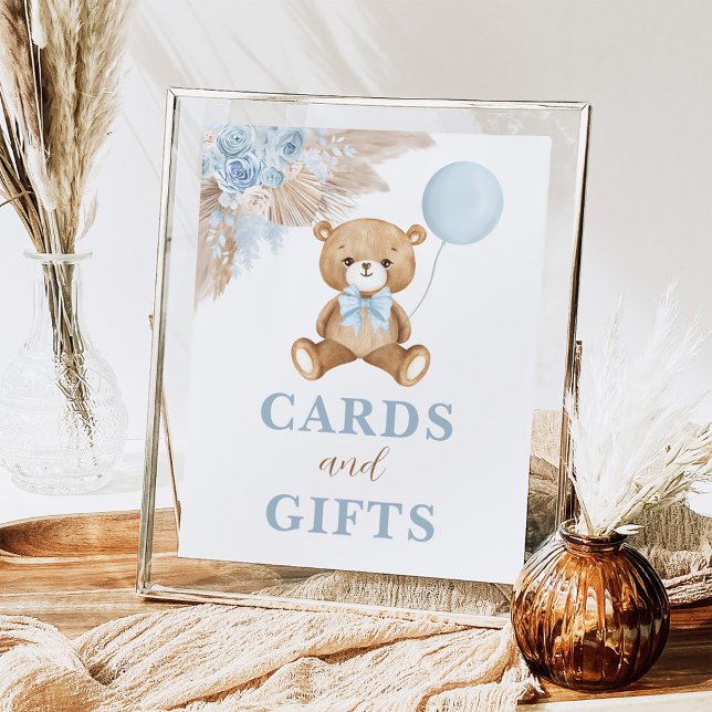 Boy Nalle Boho Blue Cards & Gifts Sign Poster (Skapare uppladdad)