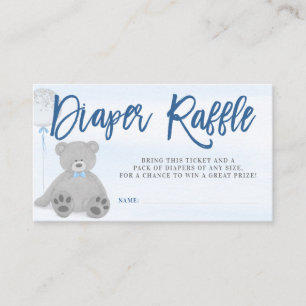Boy Nalle Grått Balloon Diaper Raffle Biljett Tilläggskort