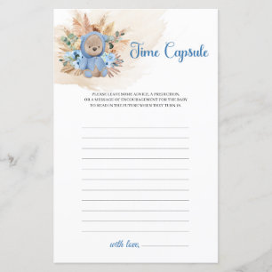 Boy nalle pampas blåa blommor Time Capsule