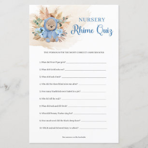 Boy nalle pampas gräs Nursery Rhyme Quiz