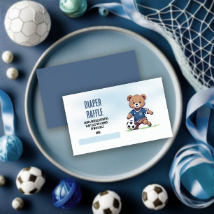 Boy Nalle Soccer Baby Shower Raffle Tilläggskort