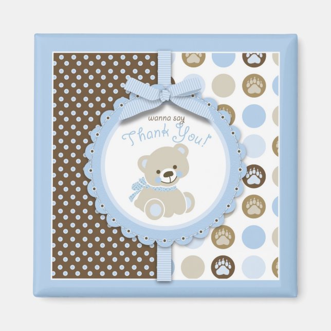 Boy Nalle Tack Square Magnet (Framsidan)