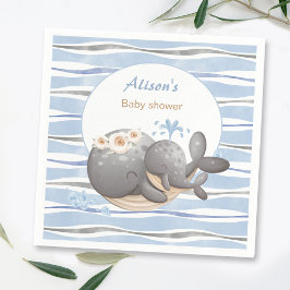 Boy Nautical Whale Blue Summer Boy Shower Pappersservett