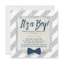 Boy Navy Blue Bow Tie Grått Rand Baby Shower