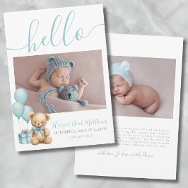 Boy Newborn Birth Photo Baby Announcement Meddelande