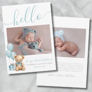 Boy Newborn Birth Photo Baby Announcement Meddelande