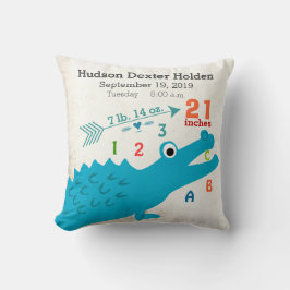 Boy Nursery Baby Birth Stat Alligator Cute Arrow Kudde