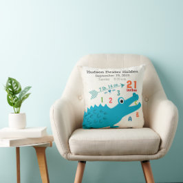 Boy Nursery Baby Birth Stat Alligator Cute Arrow Kudde