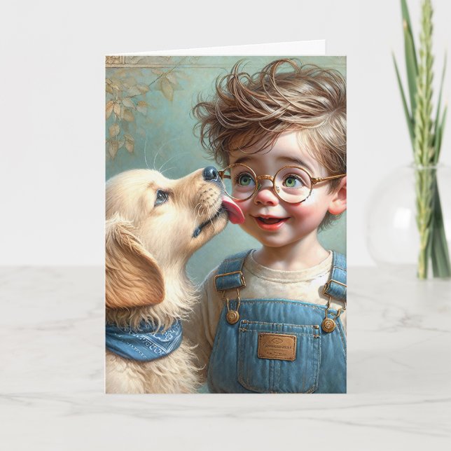 Boy och Hans Hund Birthday Kort (Framsida)