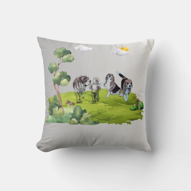 Boy och hundar kudde (Framsida)