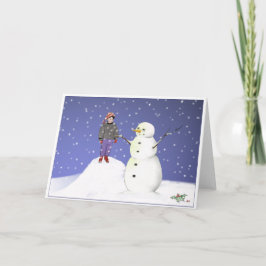 Boy och Snögubbe Helgkort