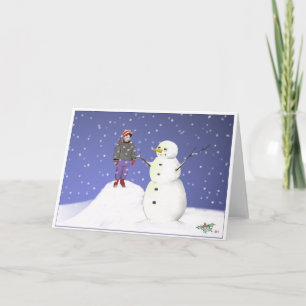 Boy och Snögubbe Helgkort