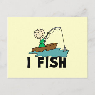 Boy on Boat I Fish Tshirts and Gifts Vykort