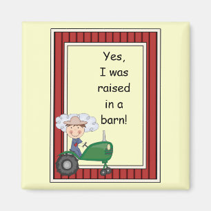 Boy on Grönt Tractor - Farmyard Barnyard - Kids Magnet