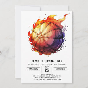 Boy Online Anpassningsbar Basketball Birthday Inbjudningar