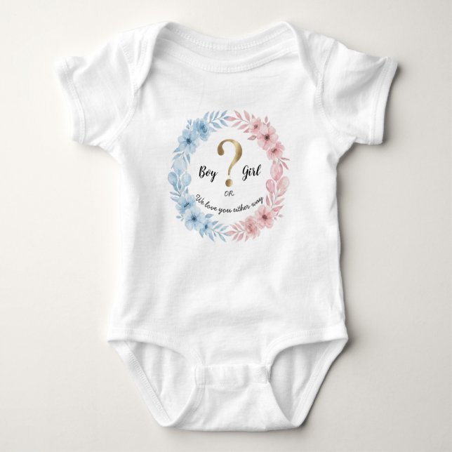 Boy or Girl? – Gender Reveal Baby Bodysuit  T Shirt (Framsida)