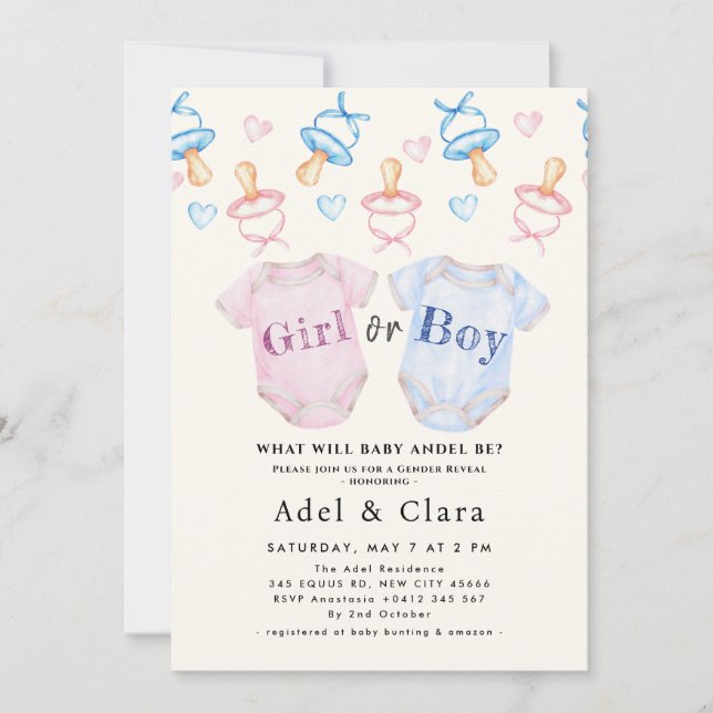 Boy or Girl | Gender Reveal Baby Shower Inbjudningar (Framsida)