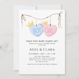 Boy or Girl Gender Reveal Invitation Inbjudningar