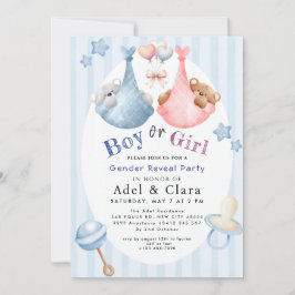 Boy or Girl Gender Reveal Invitation Inbjudningar