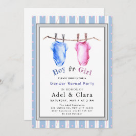 Boy or Girl Gender Reveal Invitation Inbjudningar