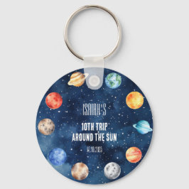 Boy Outer Space 10th Trip Around the Sun Birthday Nyckelring