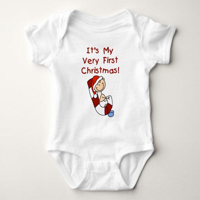 Boy på Candy cane 1:a Julaftonen Tee Shirt (Framsida)