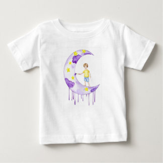 Boy Painting Crescent Moon  T Shirt