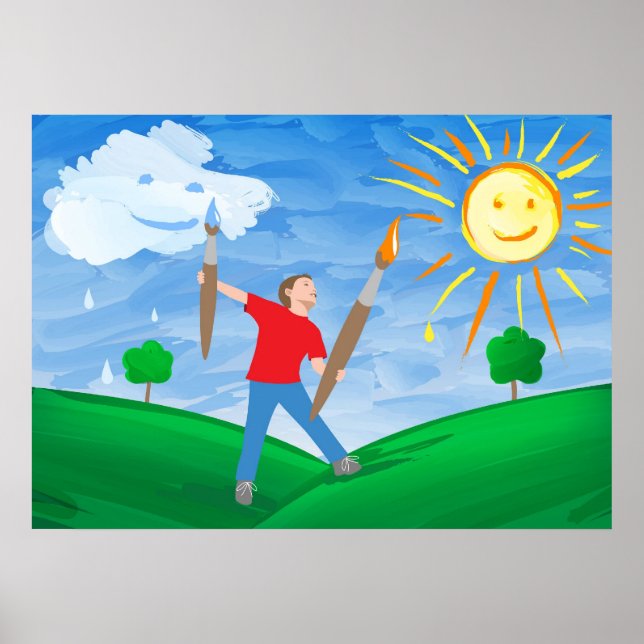 Boy Painting Himlar Poster (Framsidan)