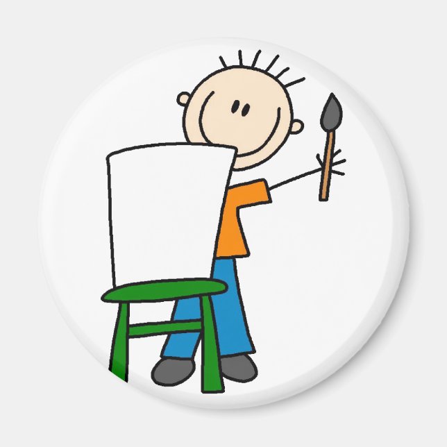Boy Painting School Magnet (Framsidan)