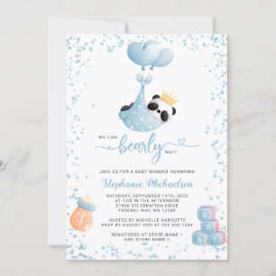 Boy Panda Barly Wait Baby Shower Inbjudningar