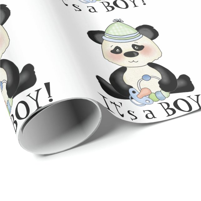 Boy Panda Bear har pappert in Presentpapper (Rullad Hörn)