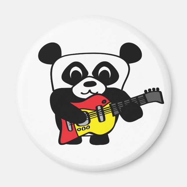 Boy Panda med Electric Guitar Magnet (Framsidan)
