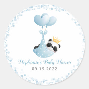 Boy Panta Bear Blue Baby Shower Runt Klistermärke