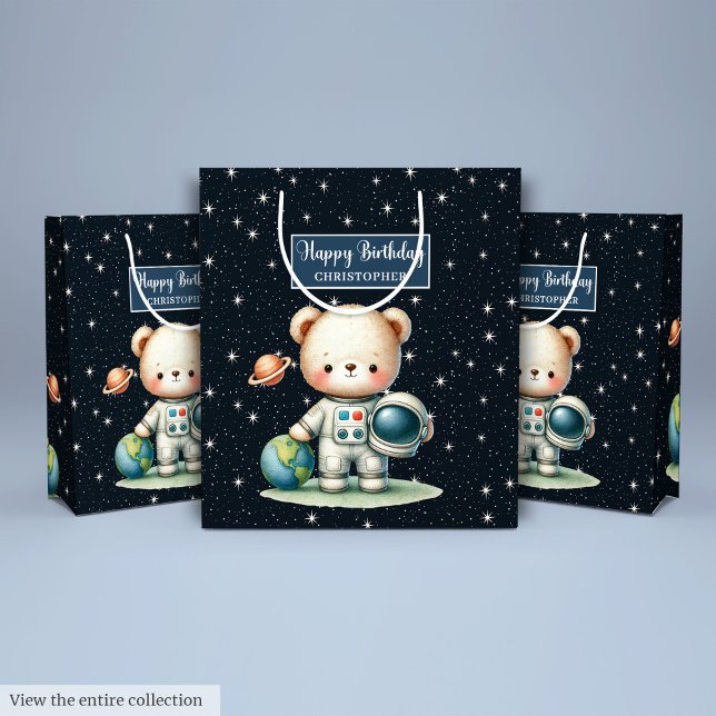 Boy Party Gift Bag med Cute Astronaut Teddy (Boy Party Gift Bag with Cute Astronaut Teddy)