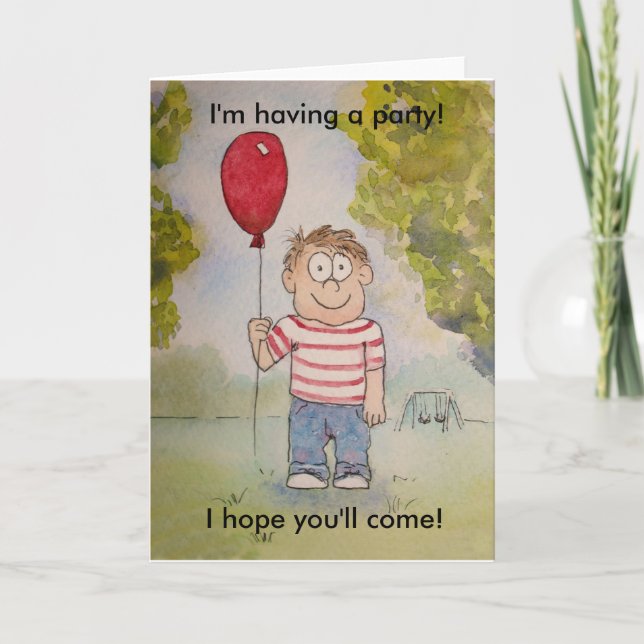 Boy Party Inbjudan inbjuder Cute Funny Humor (Framsida)